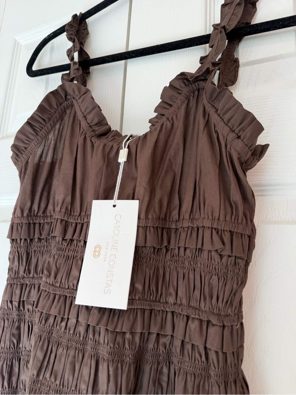 Stunning 🤎 Caroline Constas 100% Cotton Chocolate Brown Smocked Dress! - Picture 4 of 7